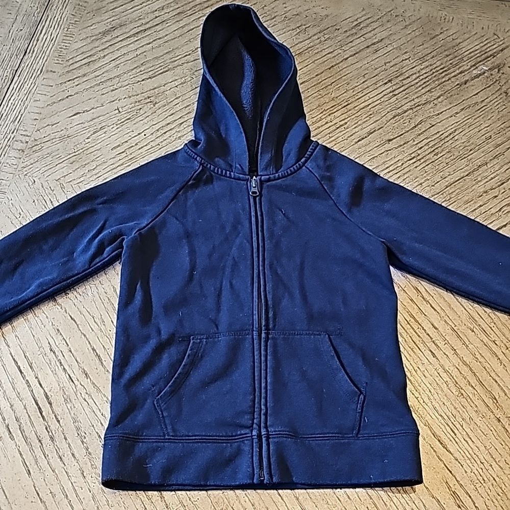 Navy Hooded zip up jacket girls size 7/8